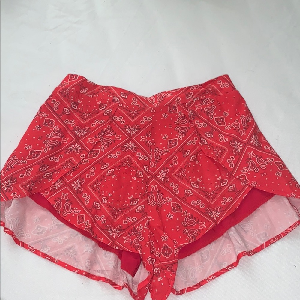 Red Bandanna Flow Shorts